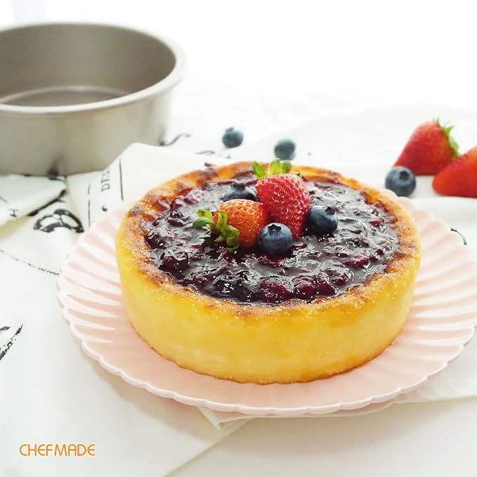 CHEFMADE Mini Round Cake Pan Set, 6-Inch 4Pcs Non-Stick Round Cake and Loaf Bakeware for Oven and Instant Pot Baking (Champagne Gold)