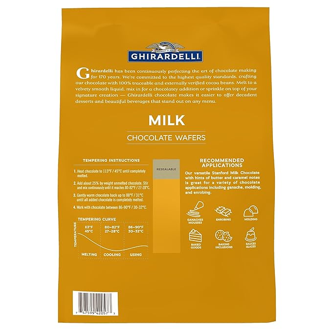 Ghirardelli Chocolate Company Milk Chocolate Wafers, 5lb. Bag (Pack of 1)