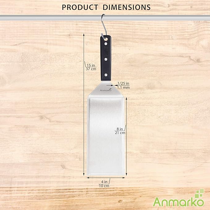 Turner 4x8 Stainless Steel Metal Griddle Spatula - Griddle Accessories 4 x 8 in Hamburger Turner Scraper - Pancake Flipper - Great for BBQ Grill and Flat Top Griddle - Commercial Grade