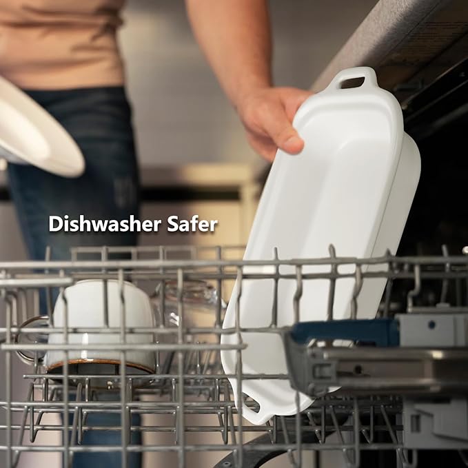 4 Quart Casserole Programmable Slow Cooker with Ceramic Baking Dish - Perfect Kitchen Small Appliance for Family Dinners, Oven Safe and Durable Bakeware for Lasagna, Roasts (White)