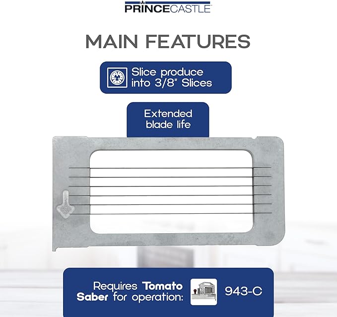 Prince Castle 3/8" Blade Cartridge for 943-C Tomato Saber, 6 Blades - Blade Replacement Cutter Blade for Cutting and Chopping Tomatoes, Fruits and More in Commercial Kitchens, Restaurants and More