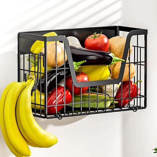 Magnetic Shelf for Fridge, Fruit Potato and Onion Storage Bins, Magnetic Spice Rack Shelves for Side of Refrigerator, Fruit Basket Magnetic Fridge Shelf Kitchen Pantry Storage Organizer