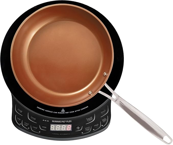 Nuwave PIC Flex with 9-inch Anodized Duralon, Non-Stick Fry Pan, Portable, Powerful Induction Cooktop, 6.5-Inch Heating Coil