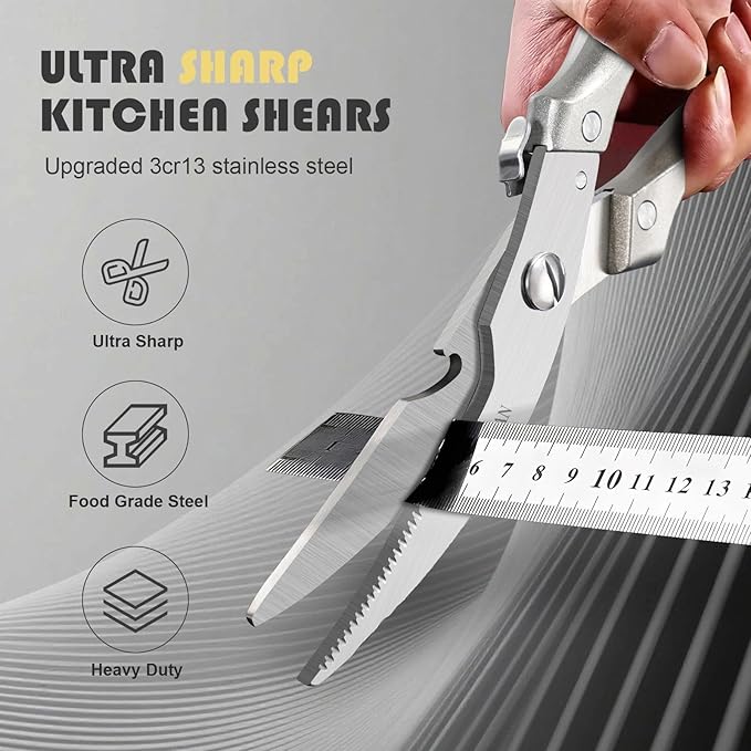 Huusk Kitchen Scissors Set, Poultry Shears Heavy Duty with Spring Loaded, Kitchen Meat Scissors All Purpose for Food, Chicken, Fish