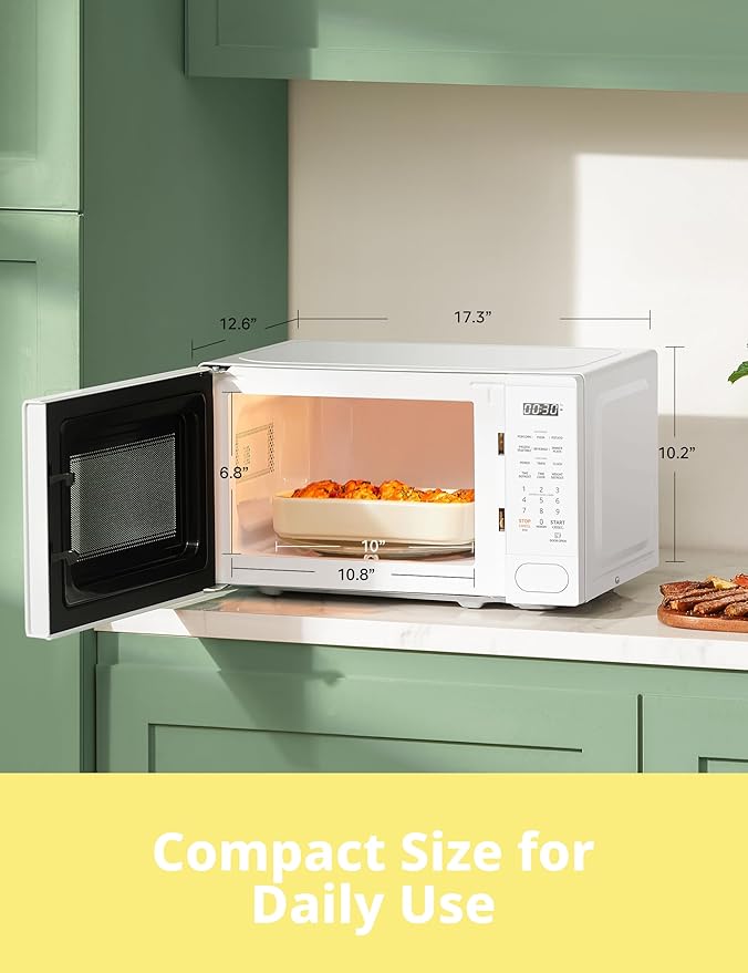 COMFEE CMO-C20M1WH Retro Microwave with 11 power levels, Fast Multi-stage Cooking, Turntable Reset Function Kitchen Timer, Speedy Cooking， Weight/Time Defrost, Memory function, Children Lock, 700W