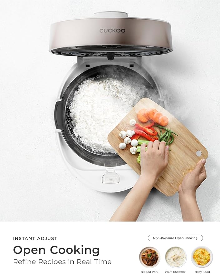 CUCKOO CRP-ST1009FW 10-Cup (Uncooked) / 20-Cup (Cooked) Twin Pressure Rice Cooker & Warmer with Nonstick Inner Pot, 16 Menu Options, 3 Voice Guide, Auto Clean (White)