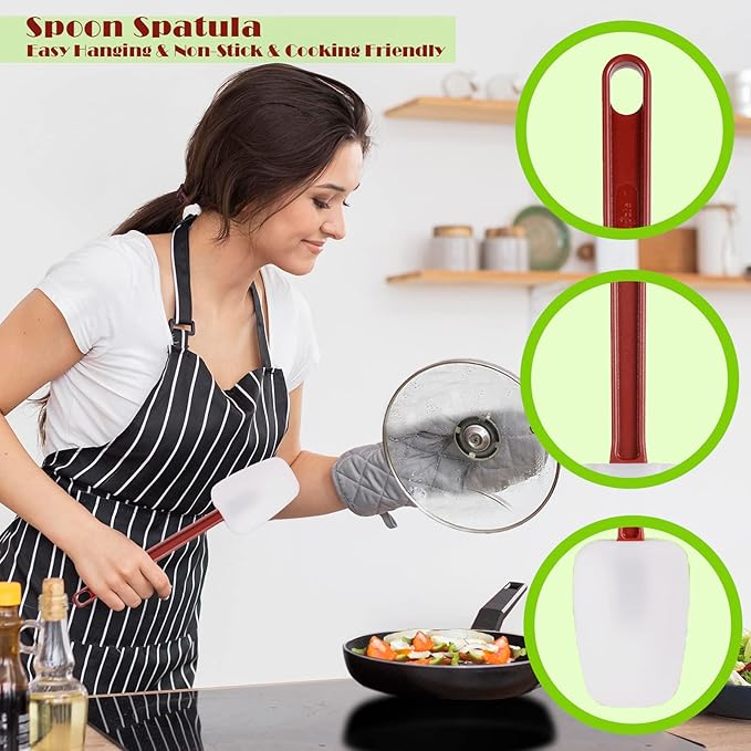 Commercial Spoonula Rubber Spatula Set 2, High Heat Spatula Spoon 16 Inches, Commercial Spatula for Cooking, Rubber Spatula Set Resistant to 500℉ (2 Spoonulas 16"/L)