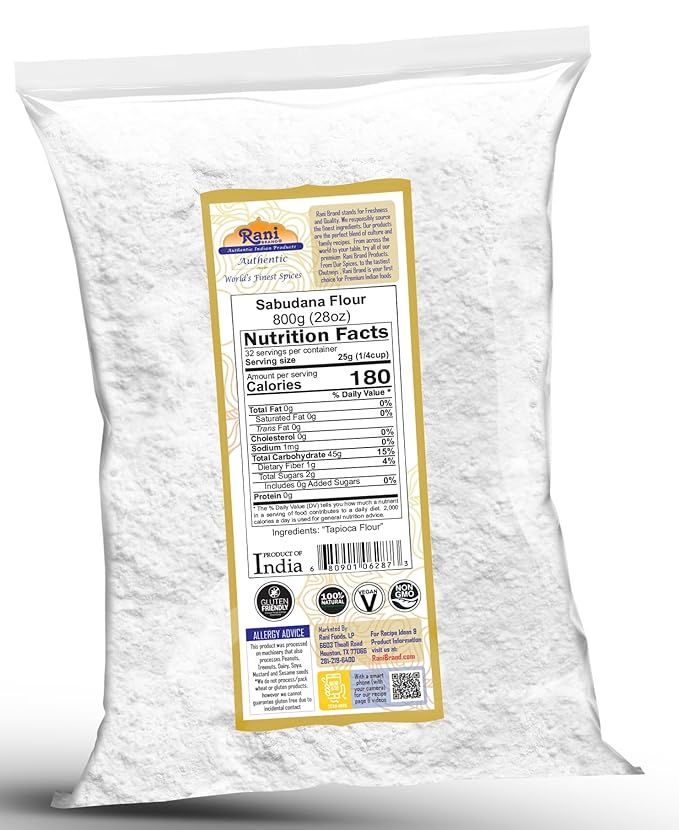 Rani Sabudana Flour (Tapioca/Sago Flour) 28oz (1.75lbs) 800g ~ All Natural | Vegan | Gluten Friendly | NON-GMO | Kosher | Indian Origin