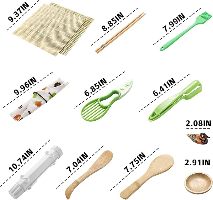 Sushi Making Kit, Sushi Maker for Beginners Sushi Roller Kit with Sushi Bazooka, Sushi Rolling Mat, Sauce Dishes (Style 1)