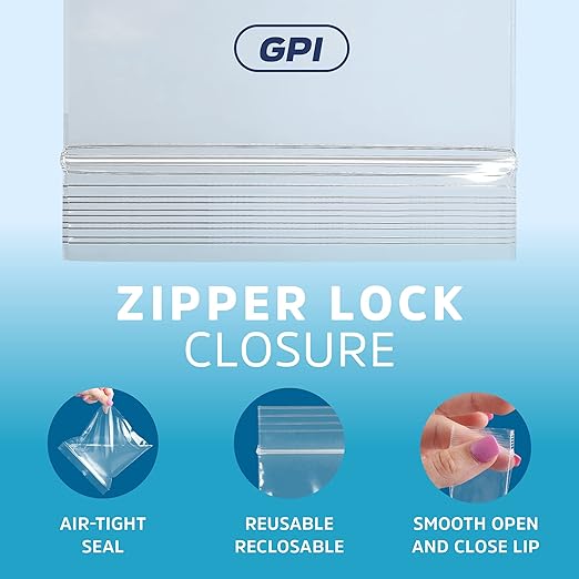 GPI Case of 1000, 10" X 12" Clear Plastic Reclosable Zip Bags - Bulk 2 Mil Thick Strong & Durable Poly Baggies with Resealable Zip Top Lock for Travel, Storage, Packaging & Shipping.