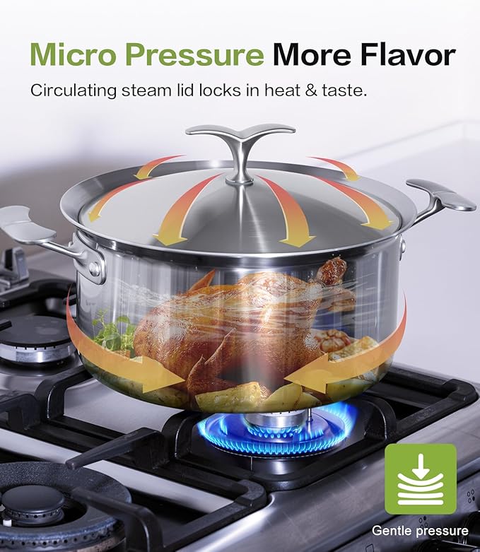 Saucepan with Lid 5-Ply Stainless Steel Sauce Pans, 3 Quart Small Pot for Sauce, Milk & Boiling, Induction Compatible, Oven Dishwasher Safe, Works on All Stovetops Non Toxic, PTFE & PFOA Free