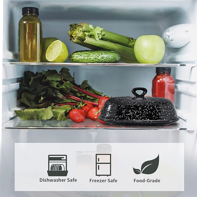 Hasense Butter Dish with Lid, Ceramic Butter Dish with Cover for Countertop, Porcelain Butter Keeper Holder with Handle Design for East West Coast Butter, Butter Tray with Lid for Fridge, Black