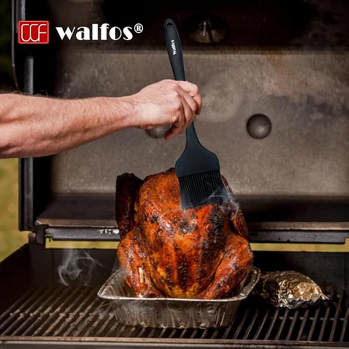 WALFOS Extra Large Silicone Basting Pastry Brush, 2.5 inch Wide Bristle Butter Oil Brush, Prefect for BBQ Grill Baking Kitchen Cooking-Pieces Design, BPA Free and Dishwasher safe