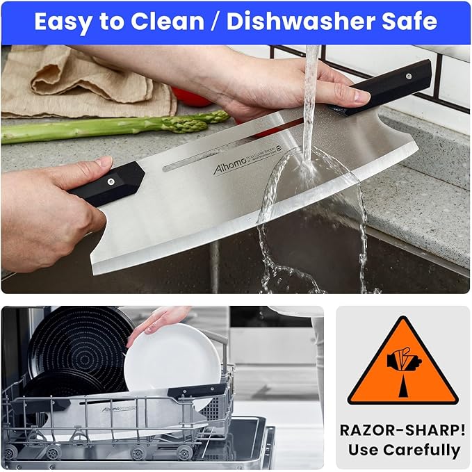 16 Inch Pizza Cutter Rocker Blade, Sharp Pizza Rocker Knife 420J1 Japanese Stainless Steel, Dishwasher Safe Pizza Cutter Slicer with Protective Cover, Multipurpose for Pizza, Cheese, Cake