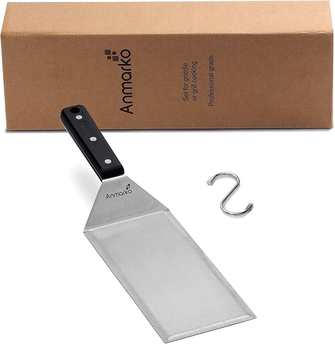 Turner 4x8 Stainless Steel Metal Griddle Spatula - Griddle Accessories 4 x 8 in Hamburger Turner Scraper - Pancake Flipper - Great for BBQ Grill and Flat Top Griddle - Commercial Grade