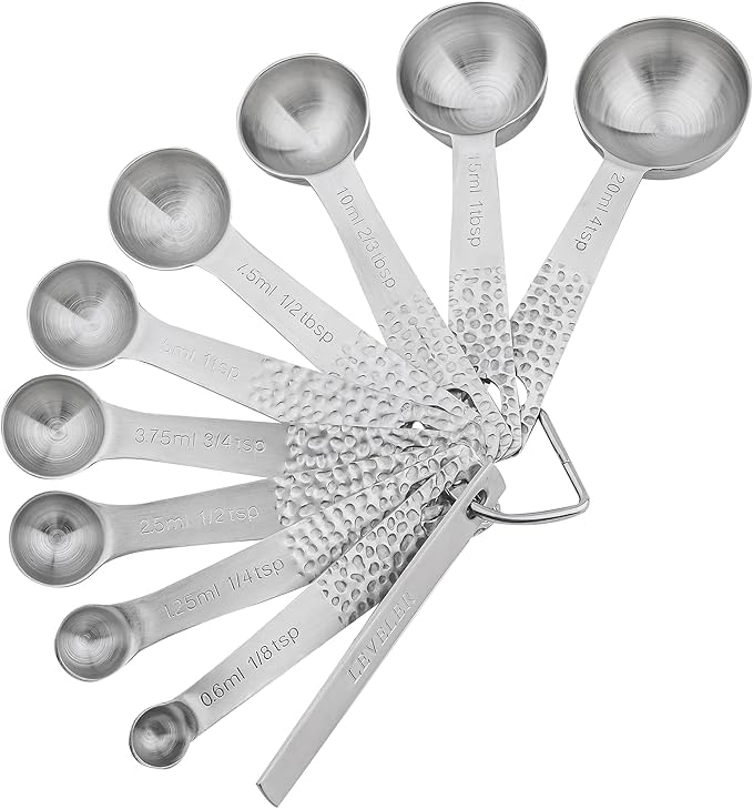 Measuring Cups and Spoons Set 19, Metric & US 18/8 Stainless Steel Measuring Cups and Spoons Set for Kitchen and Baking, Dry & Liquid Metal Measure Cup Spoon with Measure Equivalents