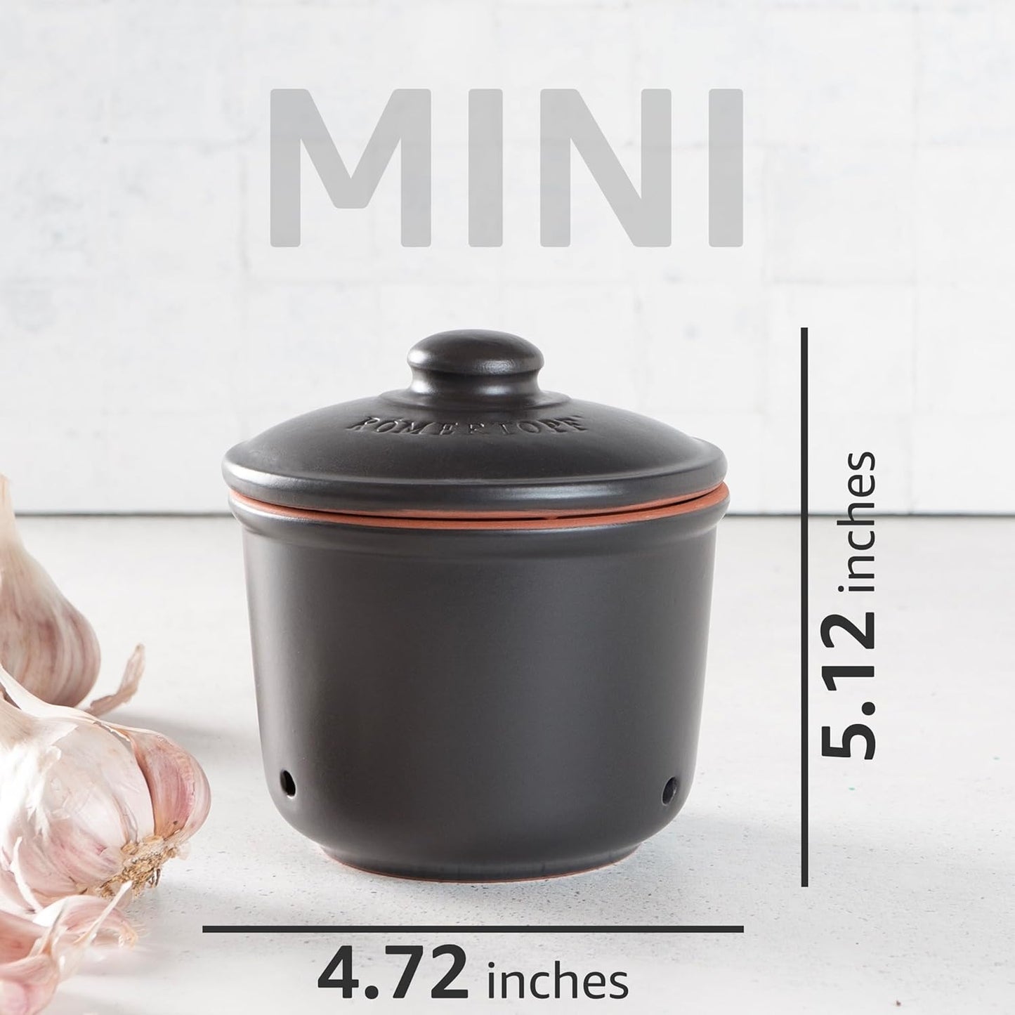 Romertopf Freshness Storage Potato Onion Garlic Clay Pot Set of 3 with Lids - Black