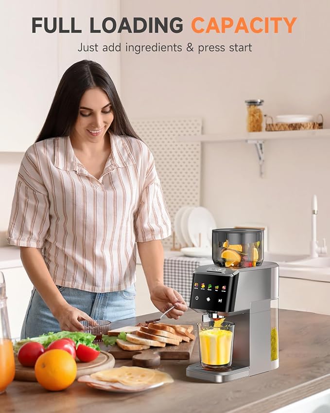 VCK Cold Press Juicer - Large 5.12" Feed Chute, Easy to Clean, Slow Masticating for Nutrient Retention, Quiet 250W Motor, High Juice Yield, Leakproof - Fruits, Vegetables & Leafy Greens