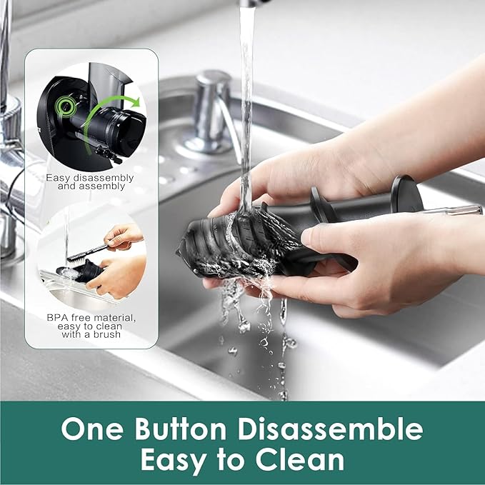 Juicer Machines, Cold Press Juicer, BPA Free Masticating Juicer Machines Vegetable and Fruit, 3-Inch Wide Feeding Chute, Easy to Clean,Quiet and Strong DC Power, 200W(Black)