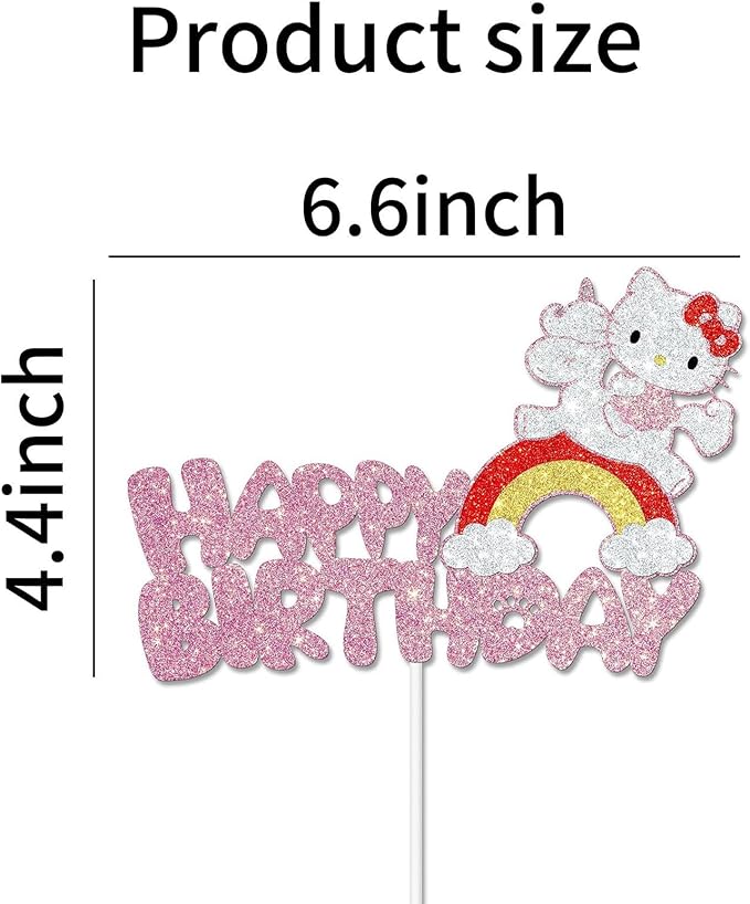 Cute Cat Cake Decorations, Cake Topper, Cartoon Birthday Party Decorations (Pink1)