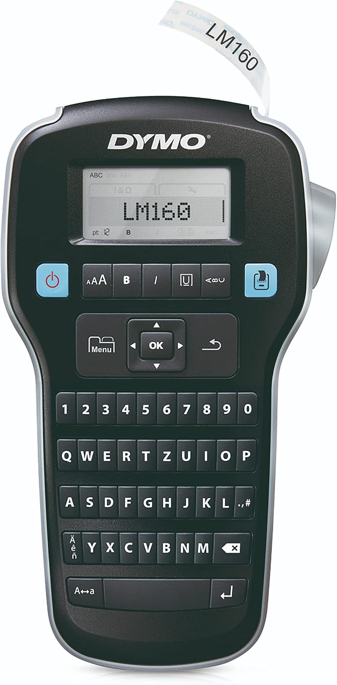 DYMO Label Maker LabelManager 160 Portable Label Maker, Easy-to-Use, One-Touch Smart Keys, QWERTY Keyboard, Large Display, for Home & Office Organization, Black