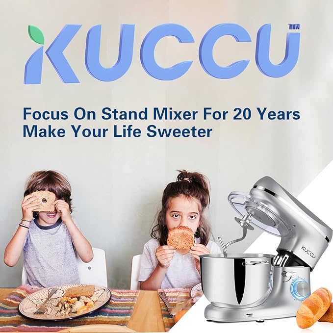 Stand Mixer, 6.5 Qt 660W, 6-Speed Tilt-Head Food Dough Mixer, Kitchen Electric Mixer with Stainless Steel Bowl,Dough Hook,Whisk, Beater, Egg white separator (6.5-QT, Silver)