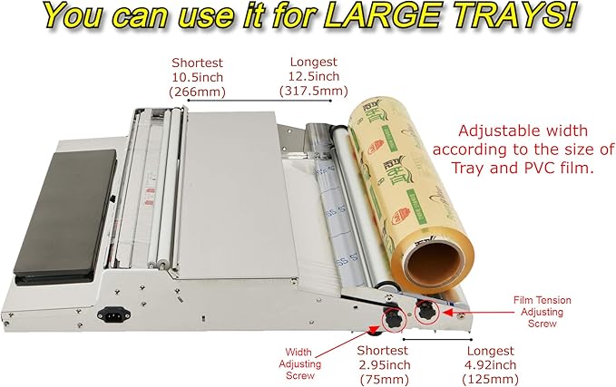 VisionTechShop VTH-500, 20 Inch / 500 mm Hand Wrapping Machine Film Wrapper for Food Packaging, Large Tray, MADE IN KOREA