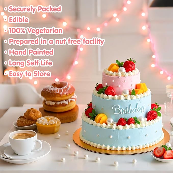 Edible White Pearl Sprinkles for Cake Decorating,Edible Pearl Sugar Mix Size 130g/4.58oz,Baking Candy Decorations,Cupcake Toppers,Cookie Donuts Ice Cream Dessert Decorating,Wedding Birthday Party Valentines Christmas Supplies