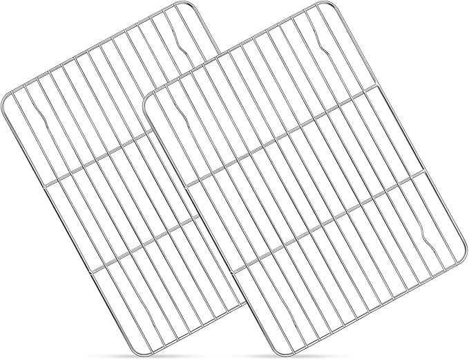 2 Pack Small Baking Cooling Racks, Homikit 9.7 * 7.5 Inch Stainless Steel Wire Rack for Cooking Roasting Grilling, Fit for Toaster Oven Pan, Non-toxic & Heavy-Duty