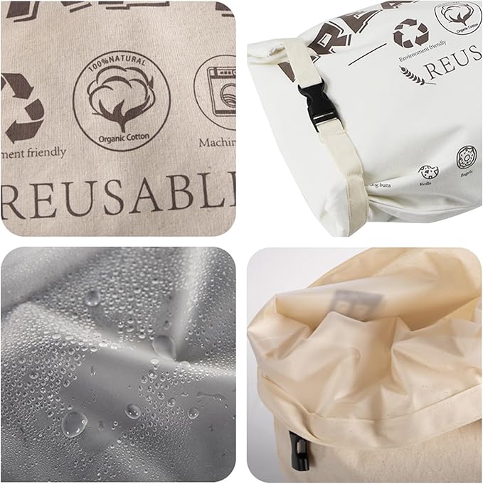 2-Pack Bread Bags, Reusable Bread Bags for Homemade Bread, Buckle Closure,Fresh Keeping Extra Large Bags, Food Bag (Mix colour)