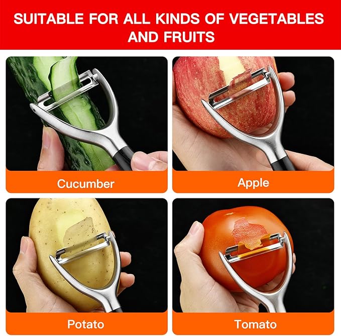 304 Stainless Steel Multi-Function Kitchen Peeler - With Solid Wood Handle, Sharp & Durable Blade, Effortlessly Peels Vegetables and Fruits, Essential Kitchen Tool