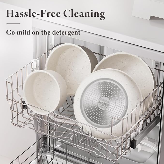 22-Piece Pots and Pans Set Non Stick with Removable Handles, Ceramic Cookware Set, Large-Capacity & Non Toxic, Induction & RV Compatible, Dishwasher Safe, PFAS/PTFE/PFOA Free, White