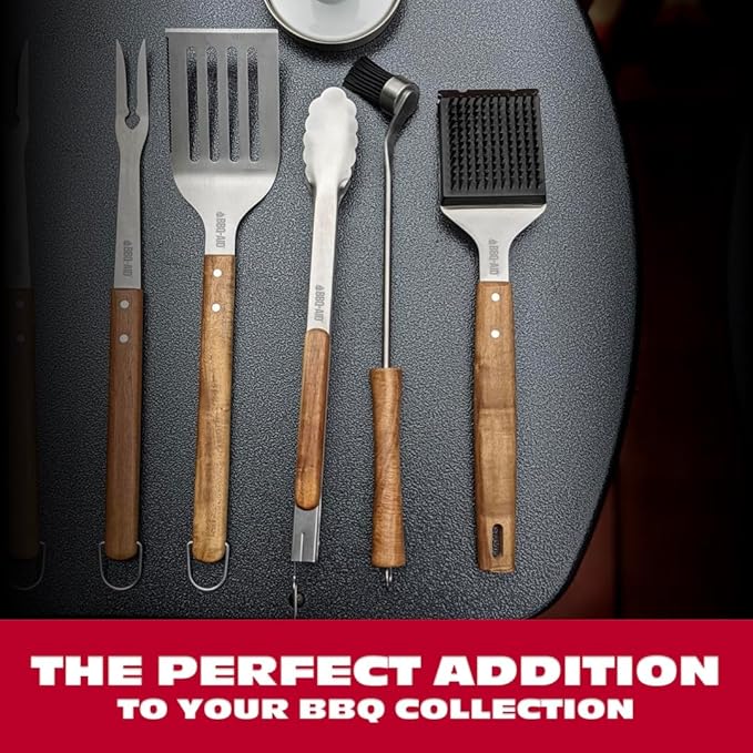 BBQ-AID Basting Brush - For Marinating, Glazing, Seasoning - Bbq Silicone Brush Cooking, Baster for Cooking Brush - Premium Wood Handle, Stainless Steel Core and Silicone Bristles for Easy Cleaning