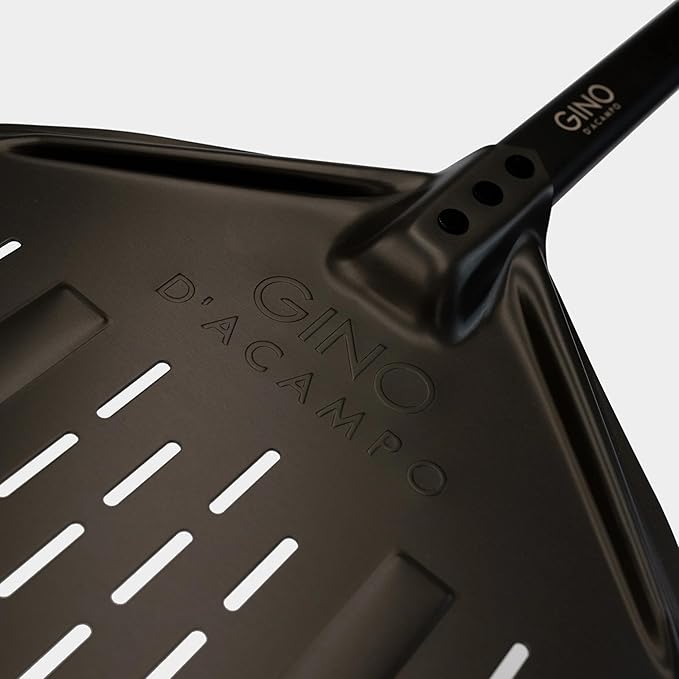 Gino D'Acampo 12" Perforated Pizza Peel: Effortlessly Slide, Rotate, and Retrieve Pizzas - Professional-Grade Perforated Pizza Paddle - Essential Tool for Perfect Homemade Pizzas
