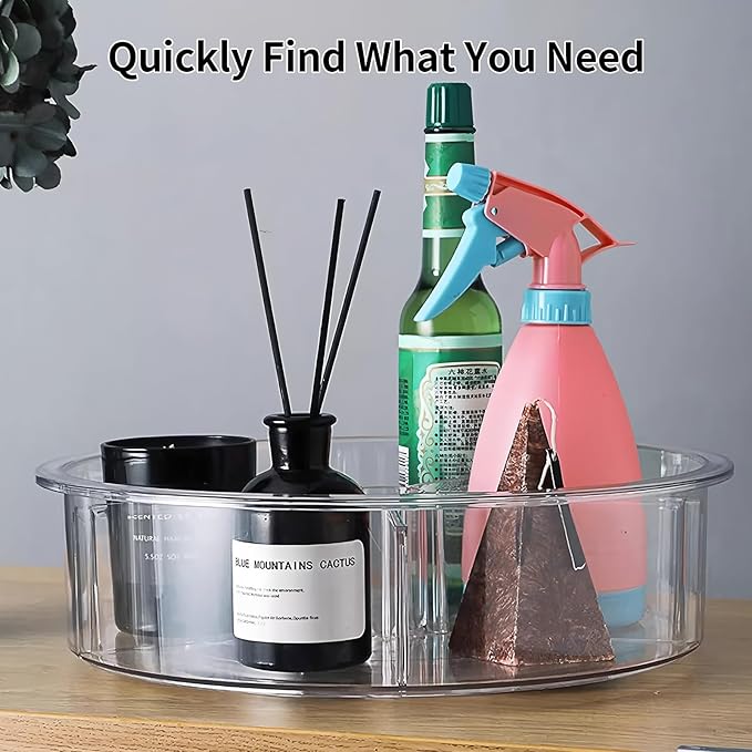 2 Pack Lazy Susan, 11.5 Inch Lazy Susan Organizer, 360 Degree Swivel, for Kitchen, Pantry, Refrigerator, Bathroom and Vanity Countertops (Clear) (2P-11.5 Inch)