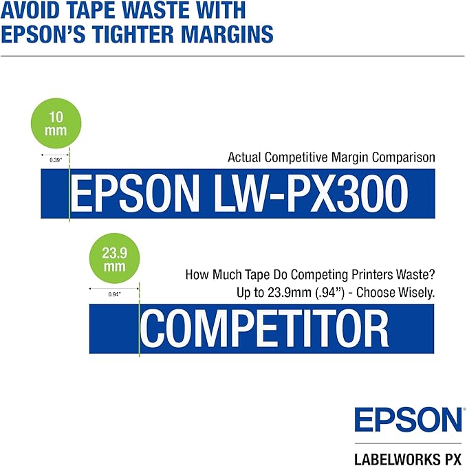 LABELWORKS Epson LW-PX300VP Industrial Label Maker Complete Kit - with Accessories, Sticker Labels, Magnetic Tape Compatible, Only Uses 203 & 205 Shrink Tube Tapes, Portable Handheld Printer