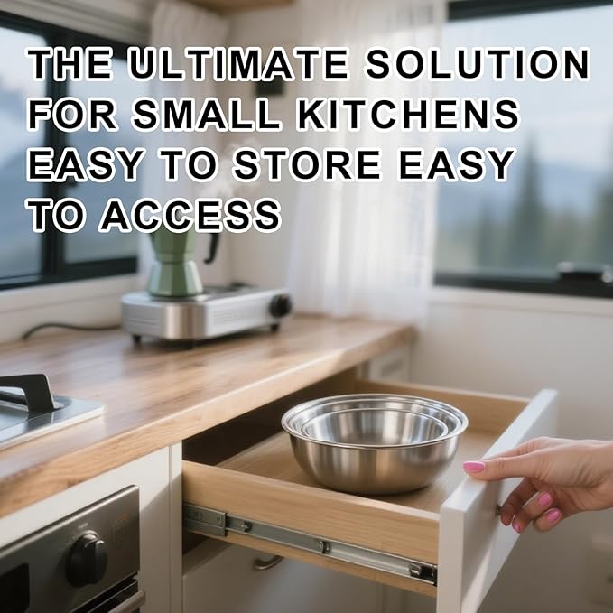 Stainless Steel Mixing Bowls, Three nested Large Mixing Bowls Stainless Steel with scale Perfect for Your Kitchen Needs Like Cooking,Baking, and Making Salads