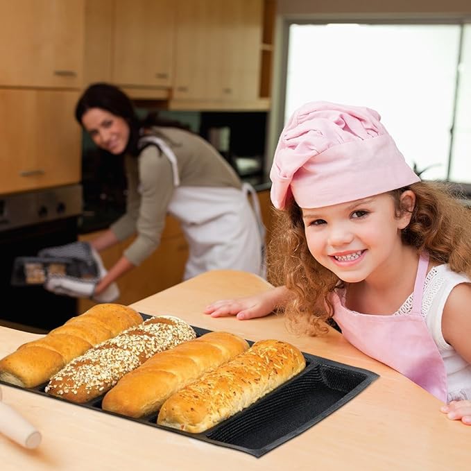 Bluedrop Hot Dog Molds Silicone Bread Forms Non Stick Bakery Trays For Roll Toasting 5 Loaves 12" Sheets