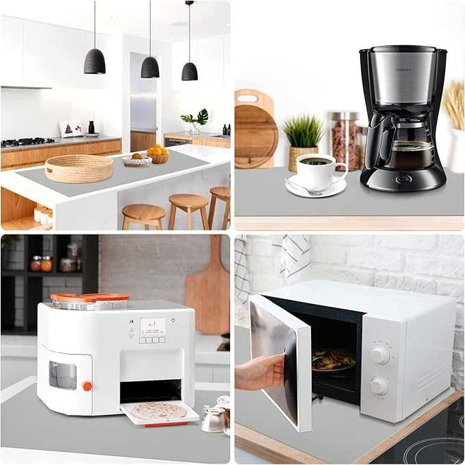 Silicone Mats for Kitchen Counter, Nonslip Silicone Mats for Crafts Countertop Protector Heat Resistant Mat (78.7” x 24” x 0.08”, Grey)