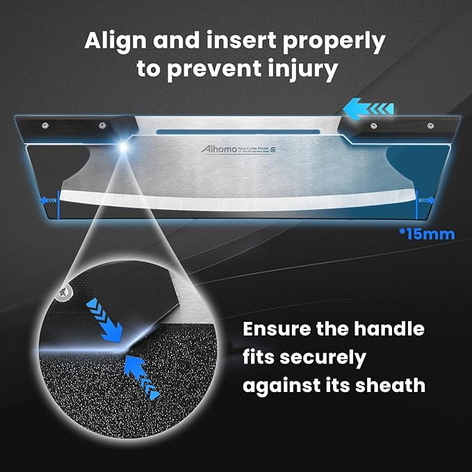 16 Inch Pizza Cutter Rocker Blade, Sharp Pizza Rocker Knife 420J1 Japanese Stainless Steel, Dishwasher Safe Pizza Cutter Slicer with Protective Cover, Multipurpose for Pizza, Cheese, Cake