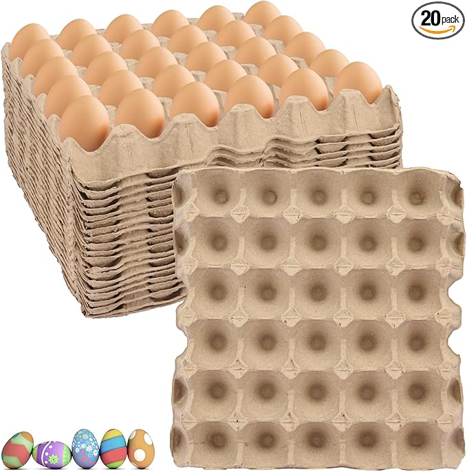 20 Flats 30-Cell Egg Crate?Holds 30 Eggs?, Cardboard Egg Cartons, Sturdy and Stackable Egg Flats, Perfect Egg Crates for Fresh Eggs, Chicken Farm, by IHDYPPEW