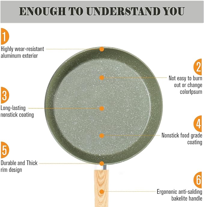 Kitchen Academy Non Toxic Pots and Pans Set Non Stick - 12 Piece Induction Cookware Sets, Green Granite Nonstick Cooking Pot and Pan Set, PFOA&PFOS Free