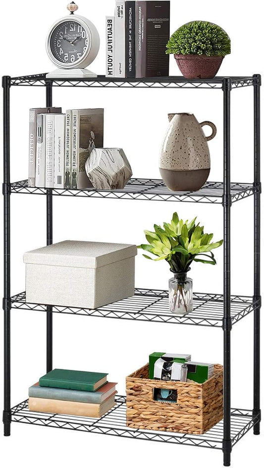 36" L×14" W×54" H Commercial Wire Shelving Unit Metal Shelf with 4 Tier Adjustable Layer Rack Strong Steel for Restaurant Garage Pantry Kitchen Garage，Black