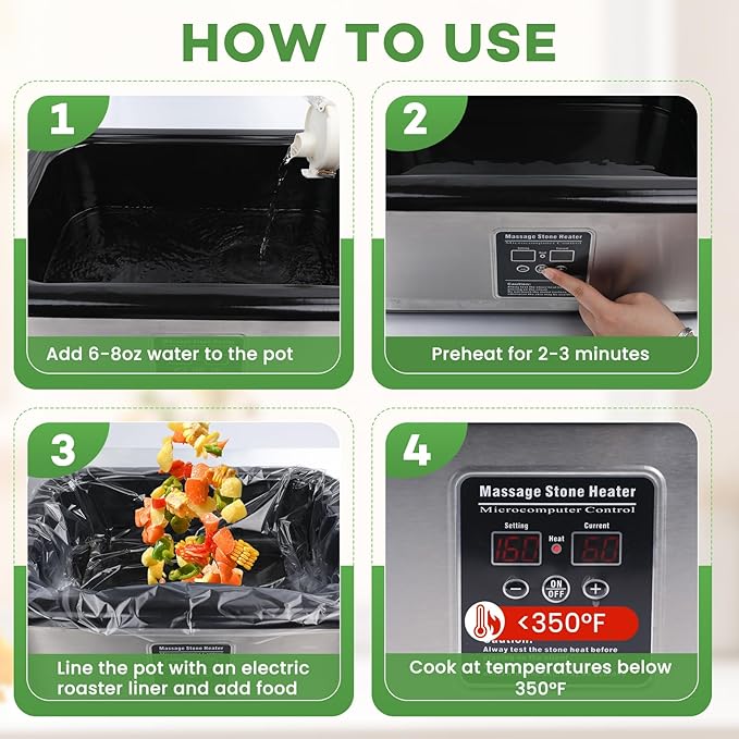 CAREGY Electric Roaster Liners 34 x 18 Inch 10 Counts Disposable Roaster Liners Fits 16, 18, 22 Quarts Roasters, Roasting Oven Liners Cooking Bags for Immediate Cleanup