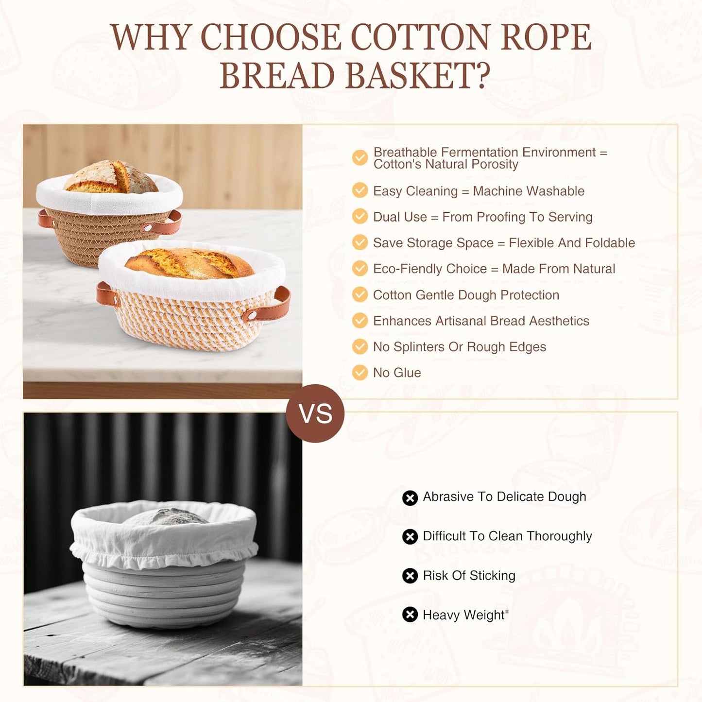 Bread Proofing Basket, 5 Inch Mini Bread Basket Set of 6, Sourdough Bread Baking Supplies, Sourdough Starter Kit, Sour Dough Starter Kits, Baking Gifts for Women, Sourdough Proofing Basket