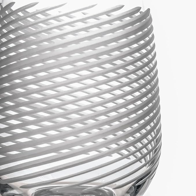 Rolf Glass Cyclone All Purpose Wine Glass | Set of 2 Stemmed 18oz Glasses | Proudly Made in the USA | Large Engraved Tumbler Glasses | Lead-Free Glass