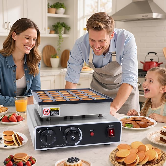 Dyna-Living Mini Dutch Pancake Maker 25PCS Commercial Mini Pancake Maker Non-stick Dorayaki Maker Electric Dutch Pancake Baker 950W Mini Pancake Dutch Machine for Home Kitchen