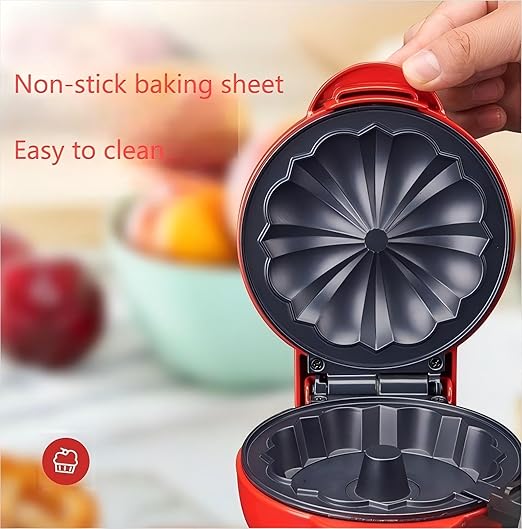 Cake Maker Lava Cake Maker Mini Donut Maker Waffle Maker Pancakes Maker Machine for Breakfast, Snacks, Desserts Non-stick Surface, Cake Machine, Double-sided Heating, White