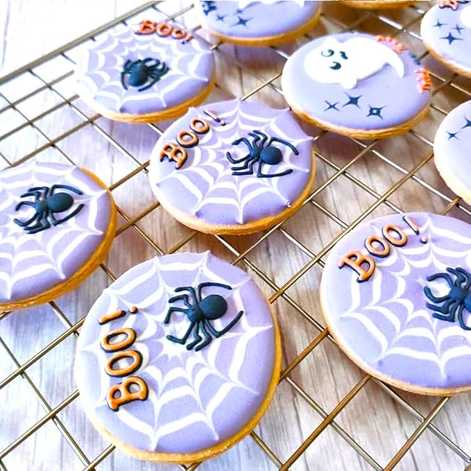 Halloween Cookie Cutters Large 7Pcs, Bat Pumpkin Magic Hat Cat Cookie Cutter, Sturdy Easy to Clean & Demold Pancake Dough Molds for Halloween Baking