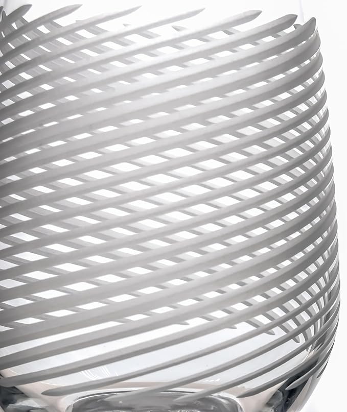 Rolf Glass Cyclone Stemless Wine Tumbler | 17 Ounce Set of 2 | Proudly Made in the USA | Large Engraved Wine Glasses | Lead-Free Glass